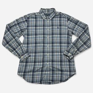 Ralph Lauren Plaid Button Down Shirt Blue White XL
